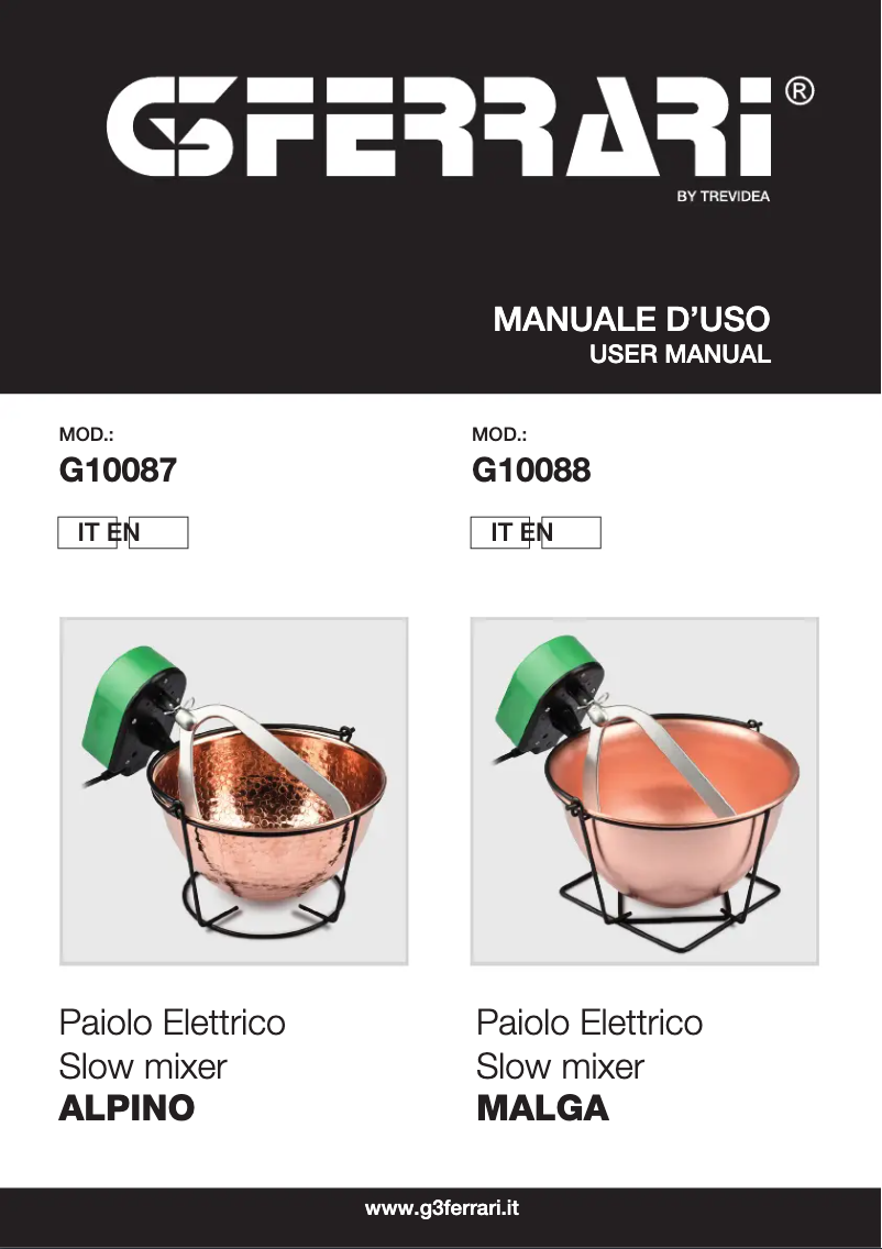 Page 1 de la notice Manuel utilisateur G3 Ferrari Malga