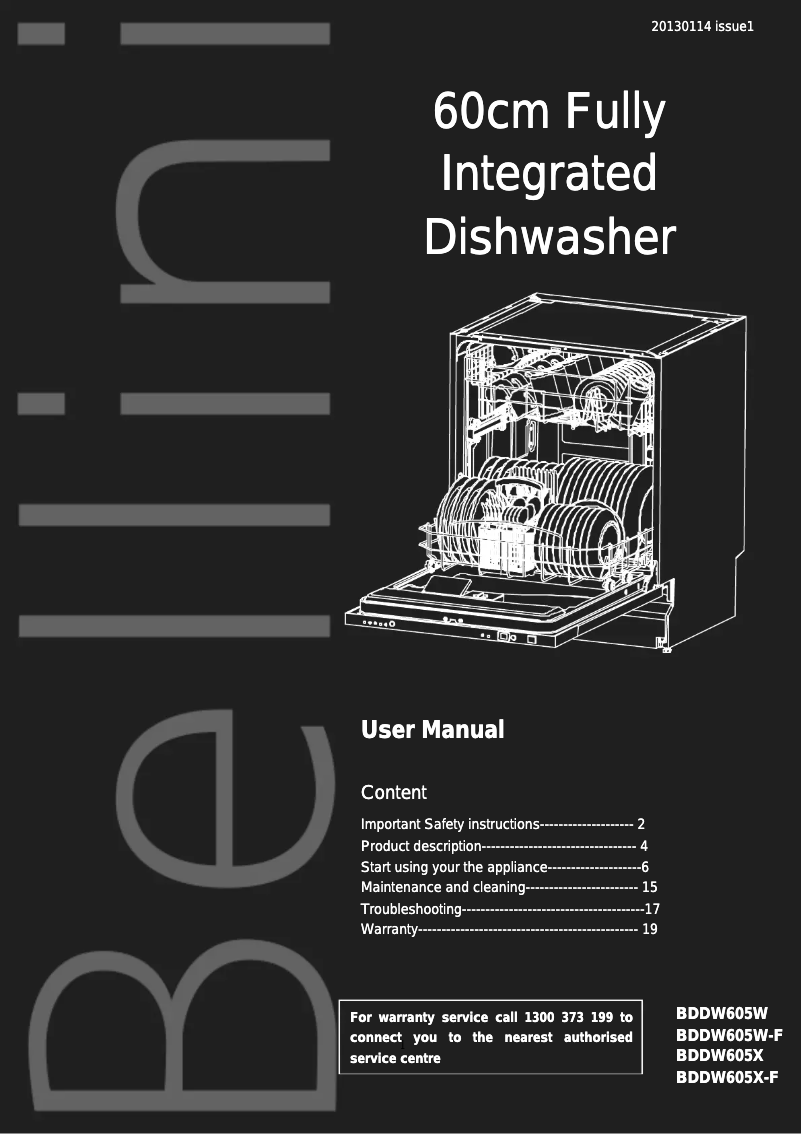 Page n°1 - Manuel utilisateur Bellini BDDW605X