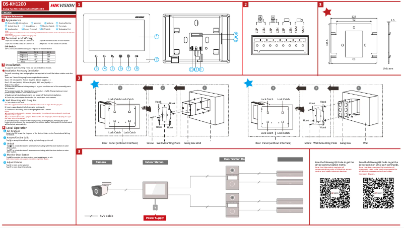 Page 1 de la notice Manuel utilisateur Hikvision DS-KH1200