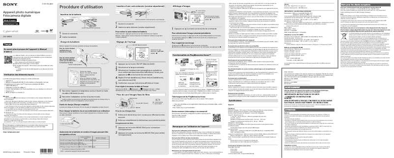 Page 1 de la notice Manuel utilisateur Sony Cybershot DSC-W800