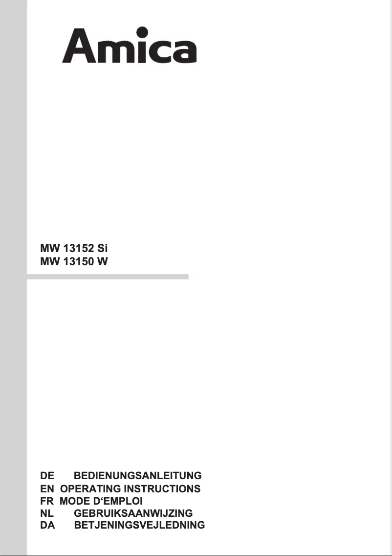 Page n°1 - Manuel utilisateur Amica MW 13150 W