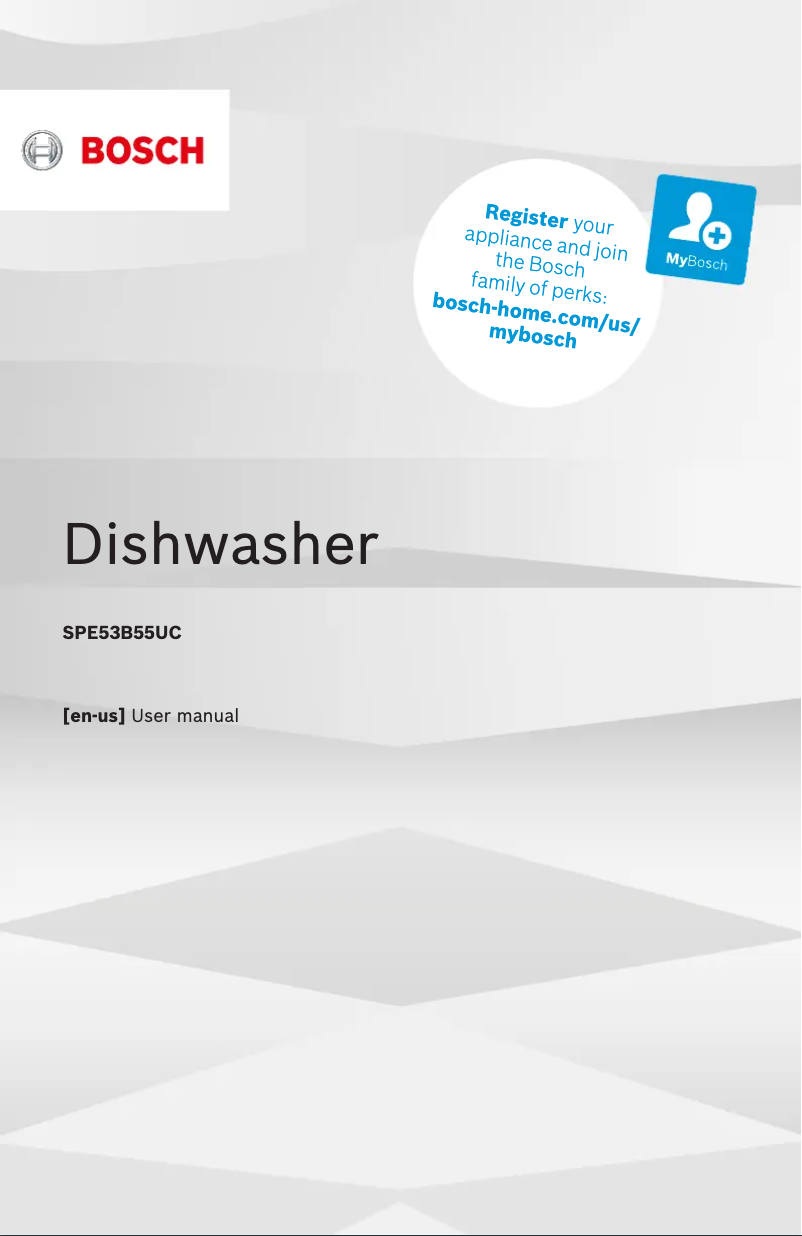 Page n°1 - Manuel d'utilisation et d'entretien Bosch SPE53B55UC