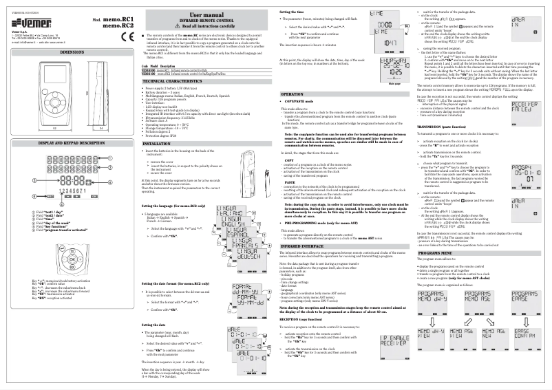 Image de la première page du manuel de l'appareil memo.RC1