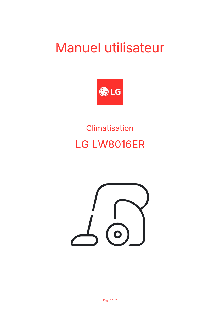Image de la première page du manuel de l'appareil LW8016ER