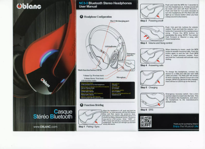 Image de la première page du manuel de l'appareil Oblanc SHELL200BT
