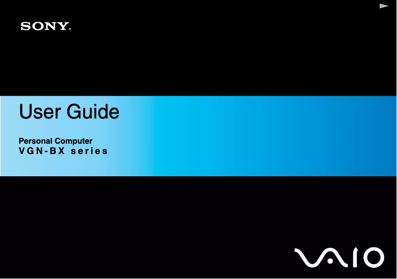 Page n°1 - Manuel utilisateur Sony Vaio VGN-BX41XN