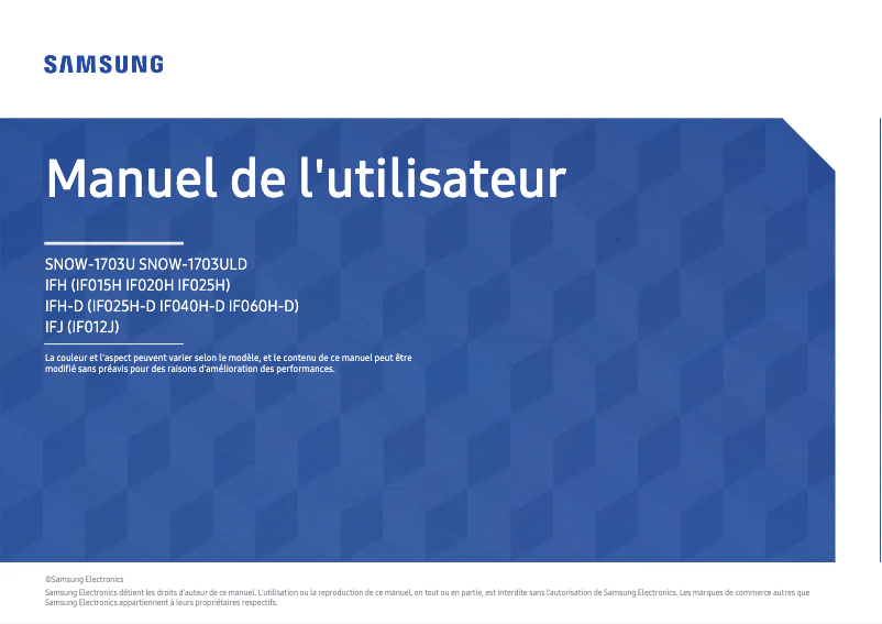 Page 1 de la notice Manuel utilisateur Samsung LH015IFHTAS