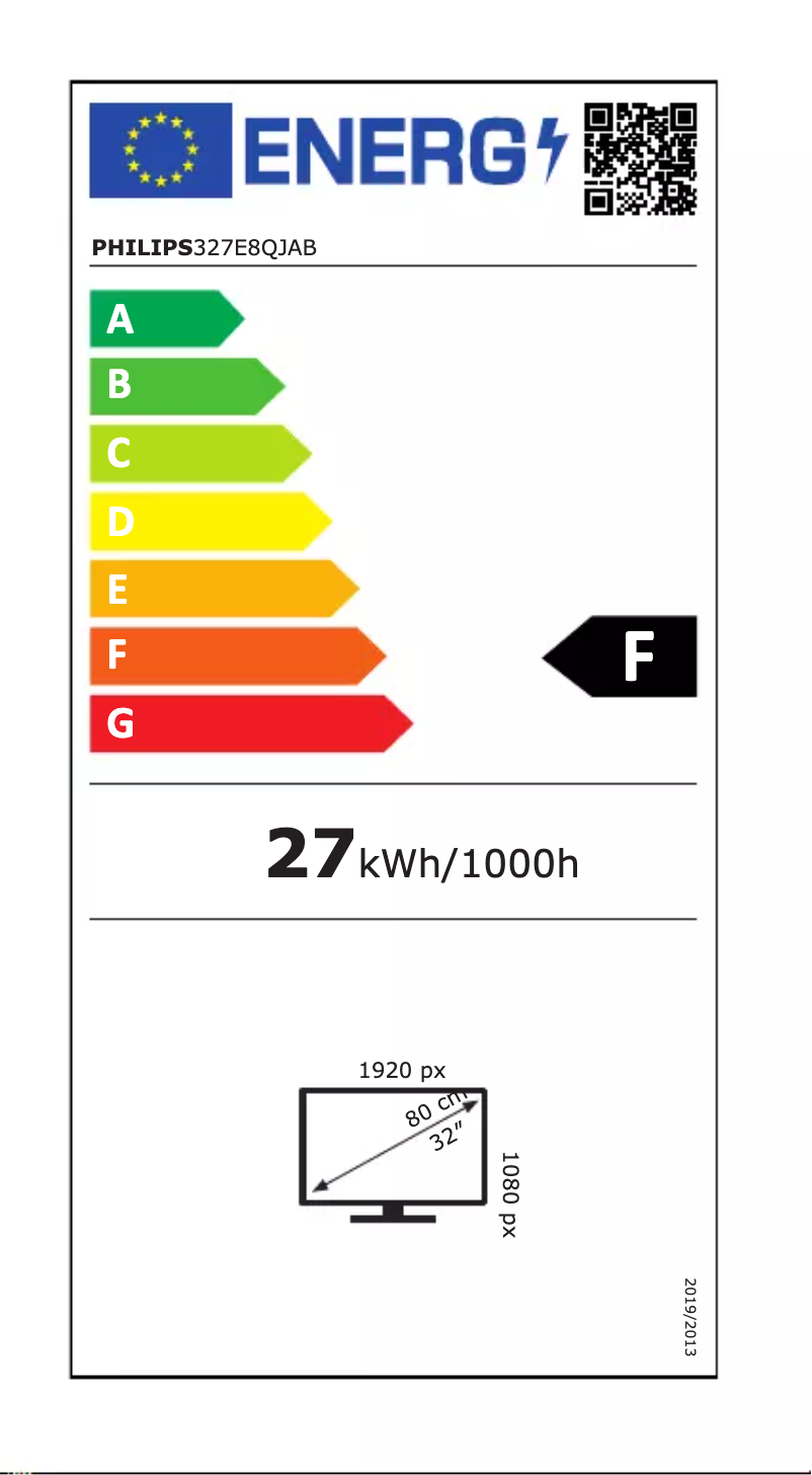 Page 1 de la notice Label énergétique Philips E Line 327E8QJAB