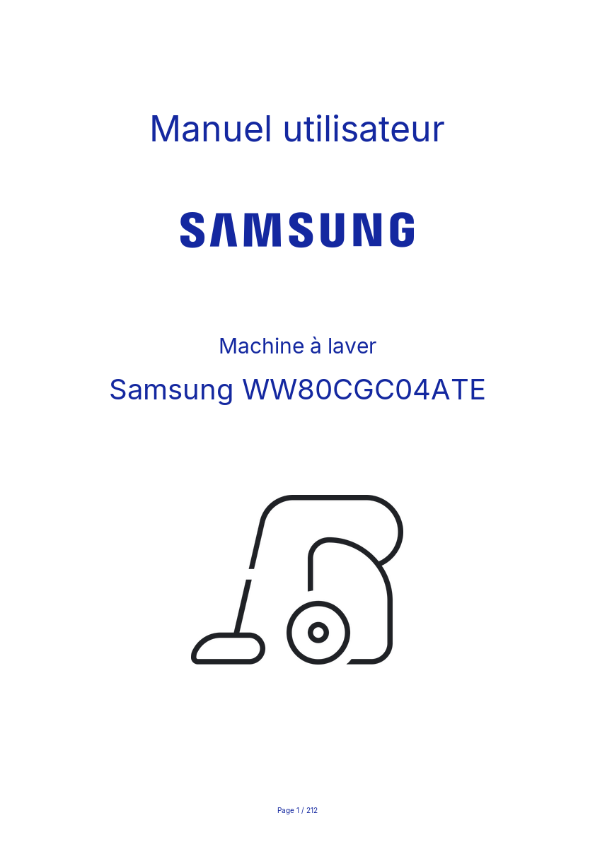 Page n°1 - Manuel utilisateur Samsung WW80CGC04ATE