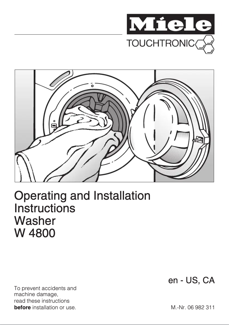 Page n°1 - Manuel utilisateur Miele W 4800
