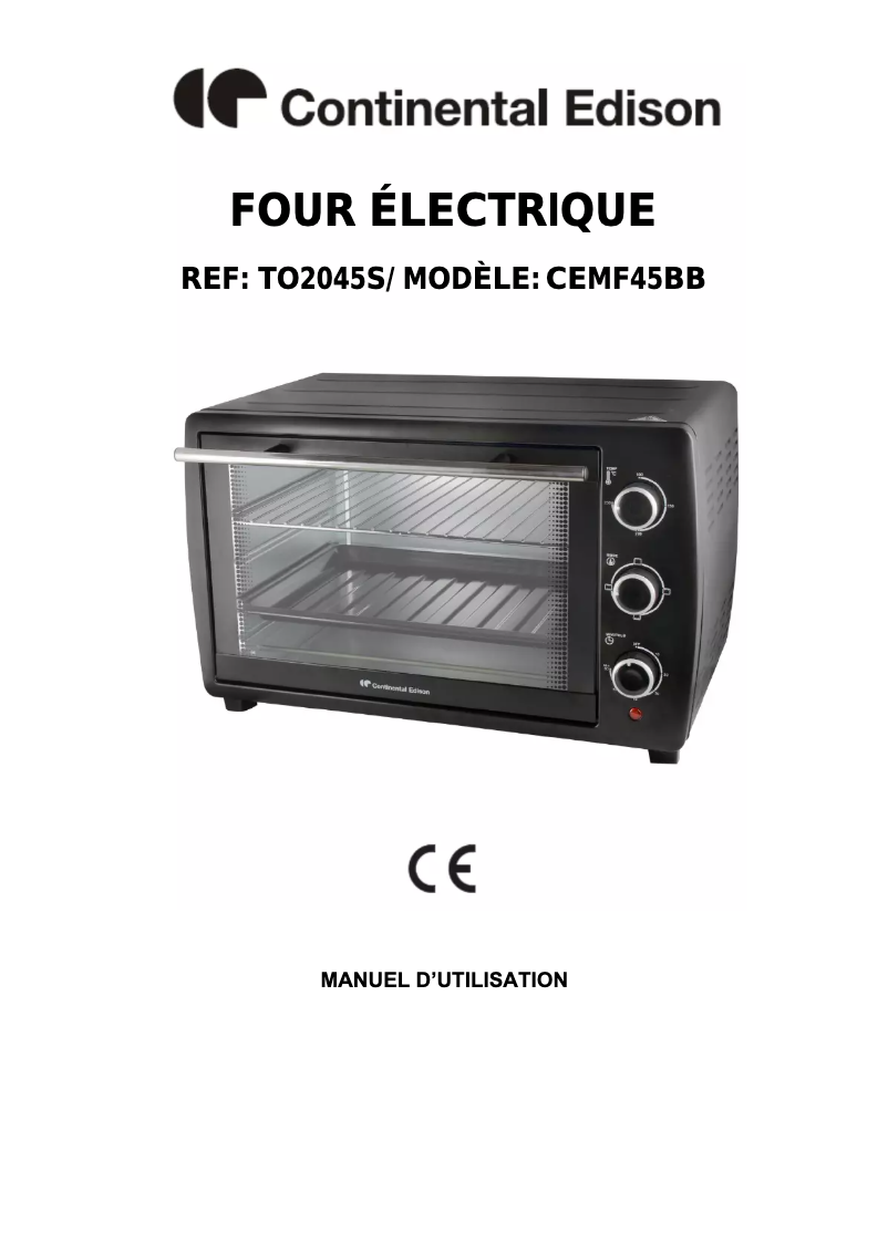 Page 1 de la notice Manuel utilisateur Continental Edison CEMF45BS