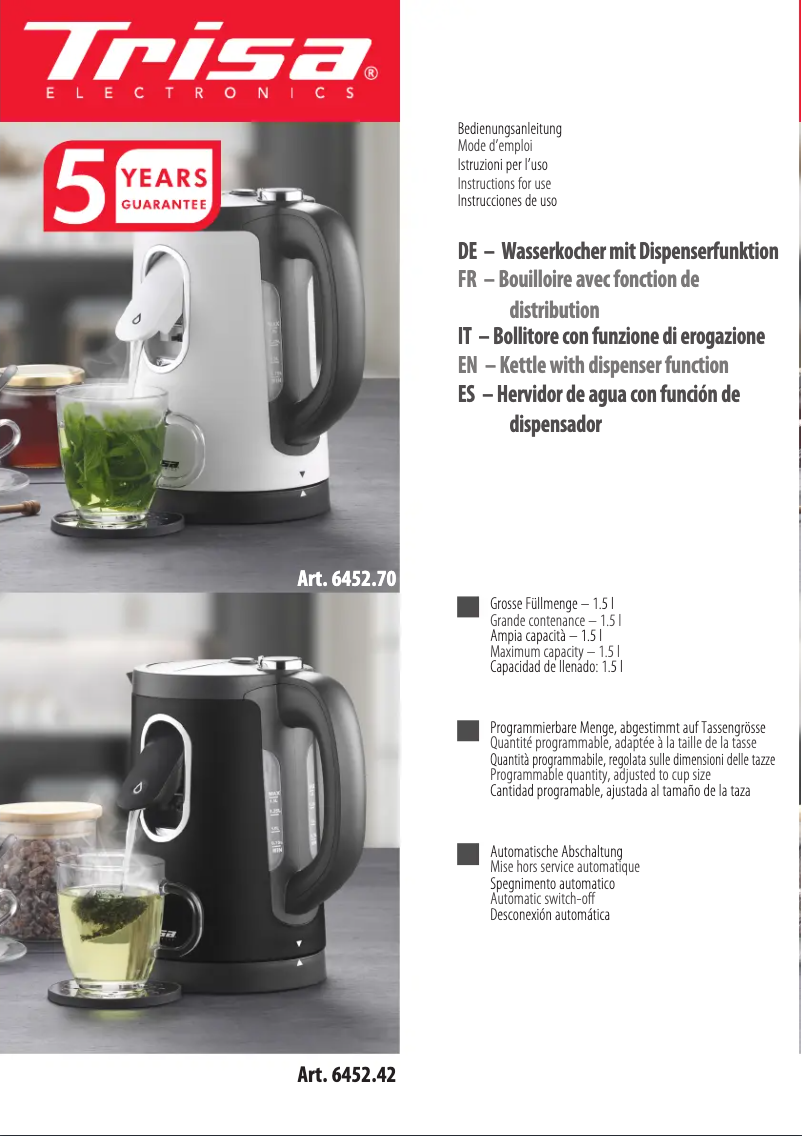 Page 1 de la notice Manuel utilisateur Trisa 2-in-1 Perfect Cup 6452.70