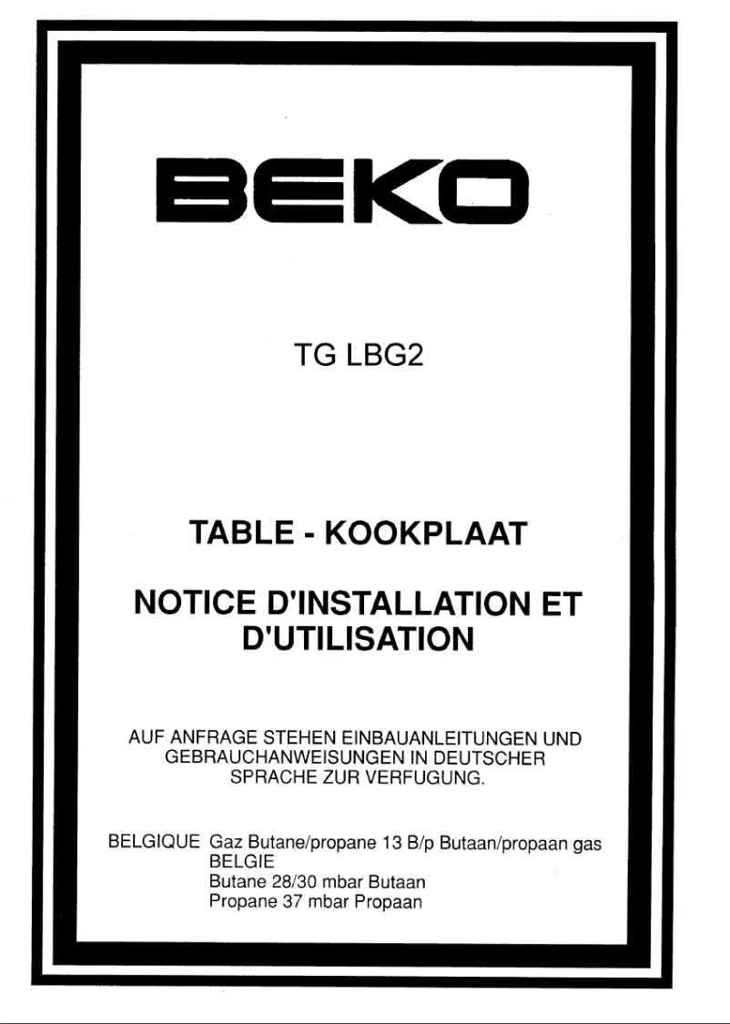 Page 1 de la notice Manuel utilisateur Beko TG LBG2