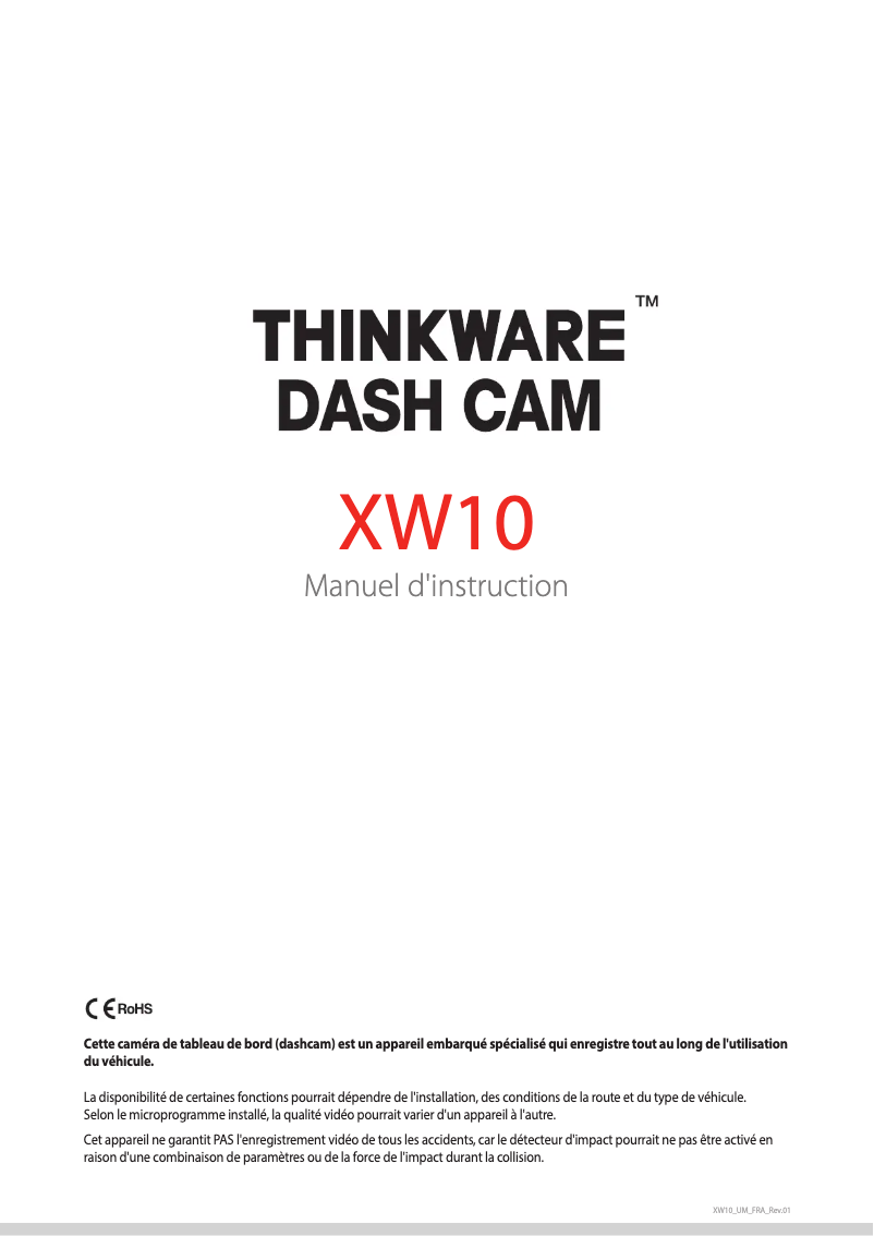 Page n°1 - Manuel utilisateur Thinkware XW10