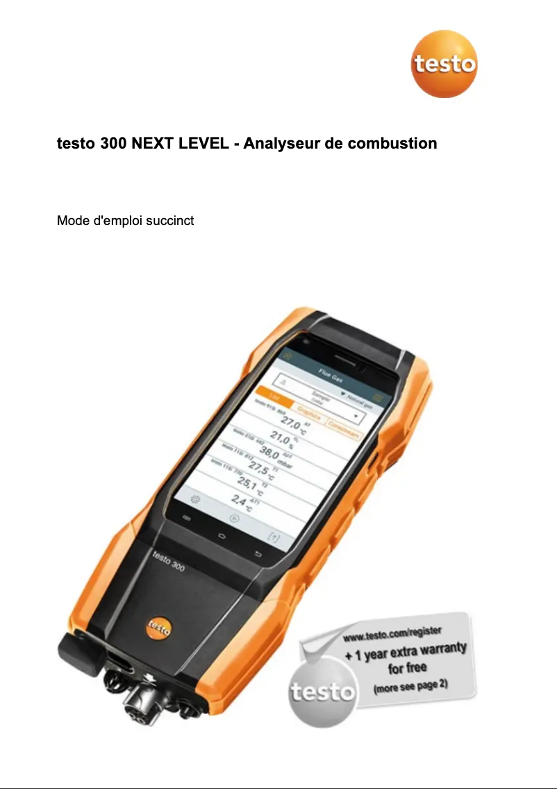 Page n°1 - Guide de démarrage rapide Testo 300
