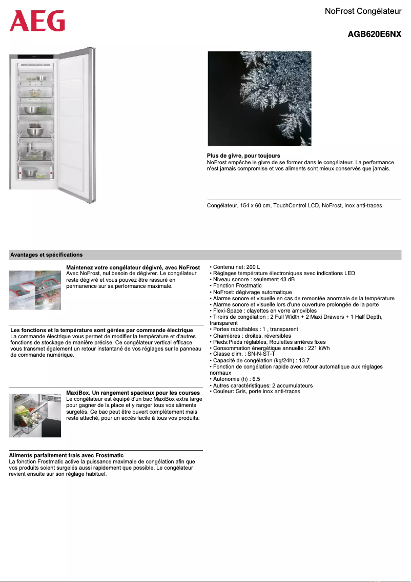 Page n°1 - Fiche technique AEG AGB620E6NX