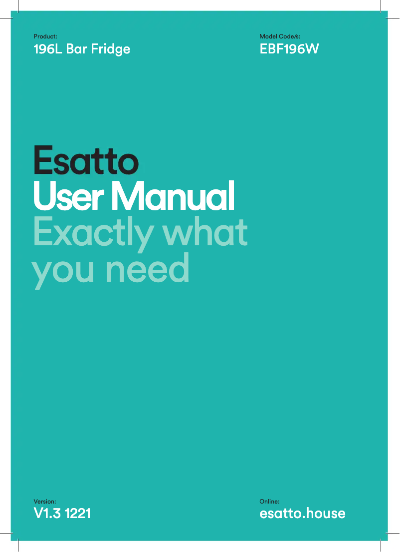 Page 1 de la notice Manuel utilisateur Esatto EBF196W