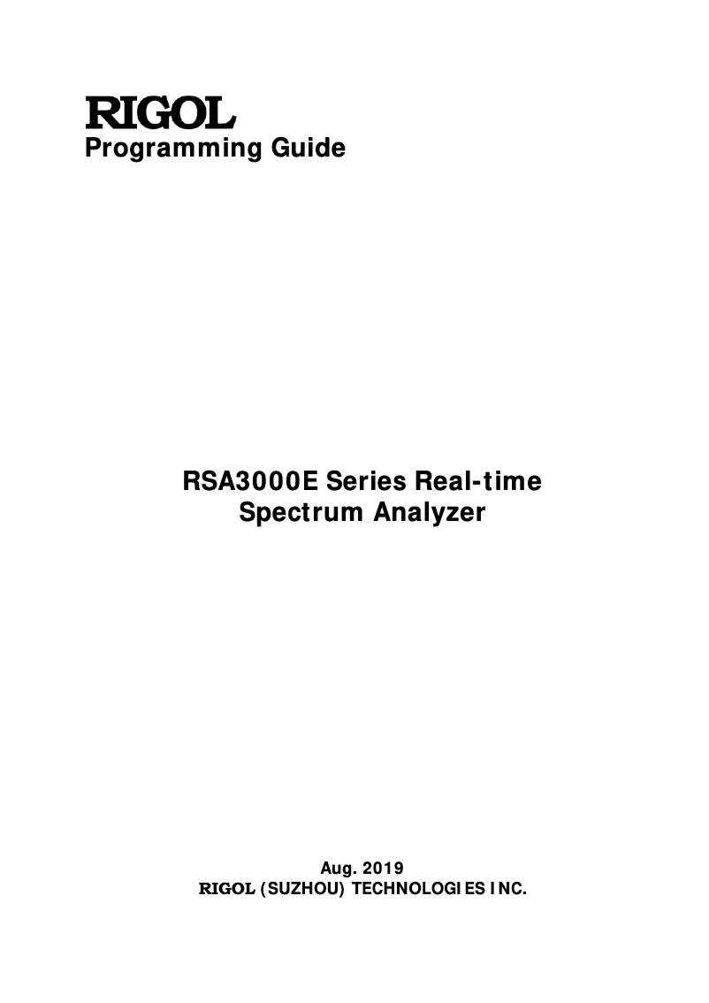 Page n°1 - Manuel utilisateur Rigol RSA3015E-TG