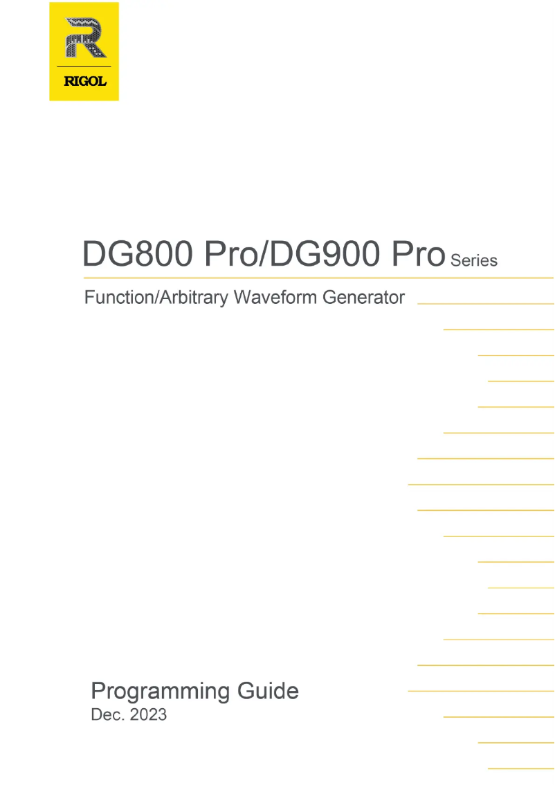 Page n°1 - Manuel utilisateur Rigol DG821 Pro