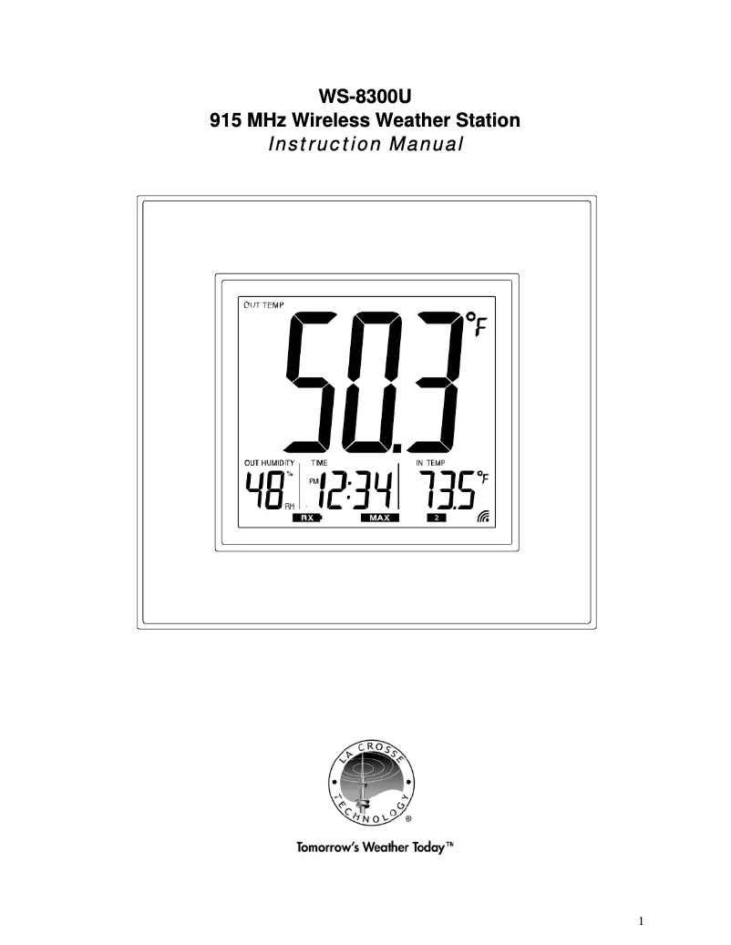 Image de la première page du manuel de l'appareil WS-8300U-IT