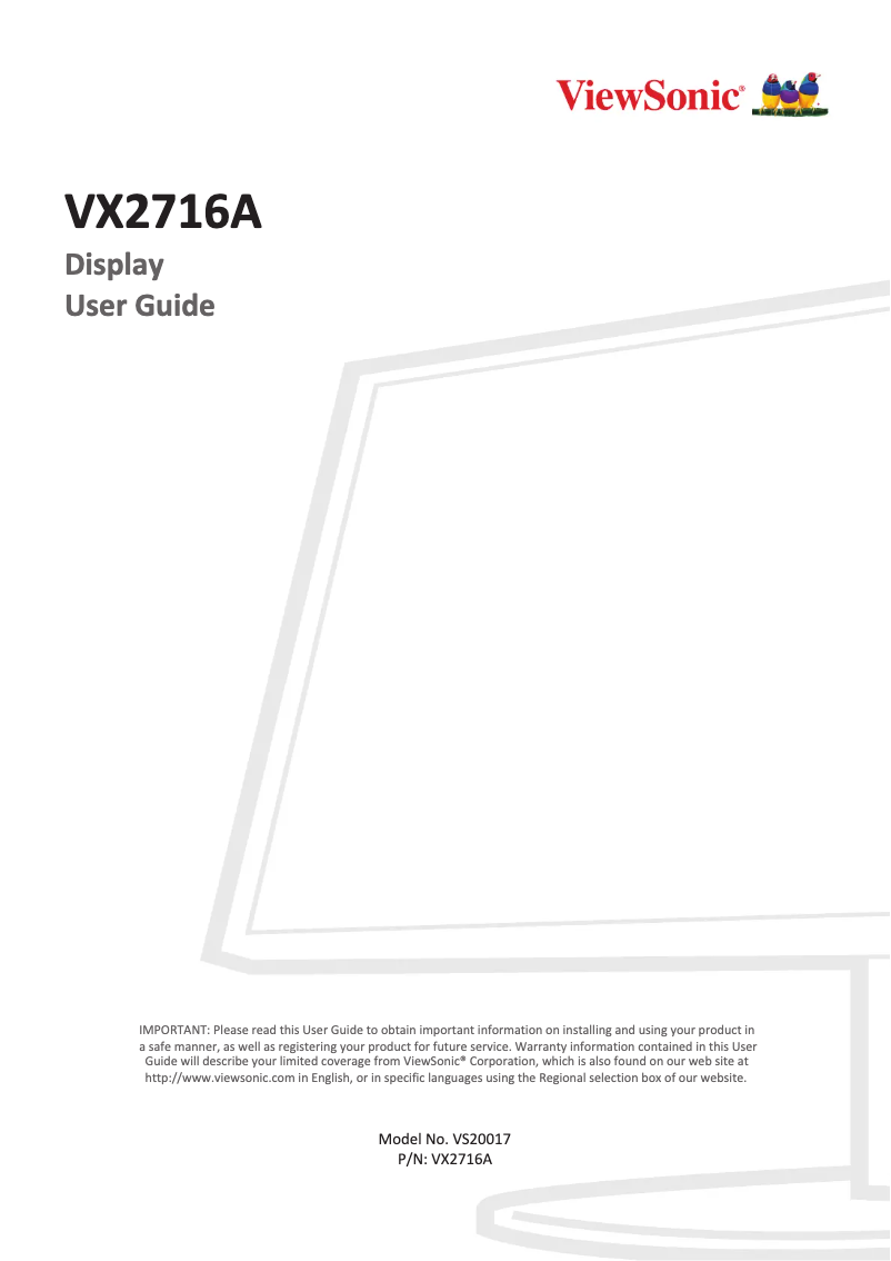 Page 1 de la notice Manuel utilisateur Viewsonic VX2716A