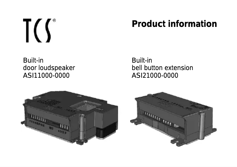 Page n°1 - Manuel utilisateur TCS ASI11000-0000