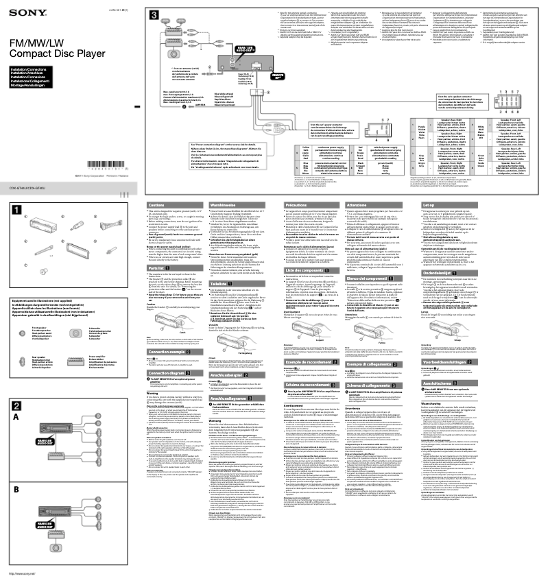 Page 1 de la notice Guide d'installation Sony CDX-GT44U