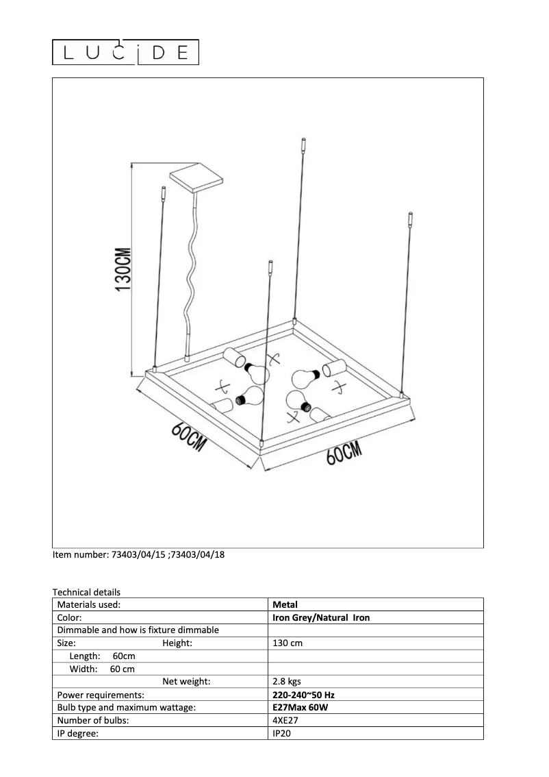 Image de la première page du manuel de l'appareil Thor 73403/04/18