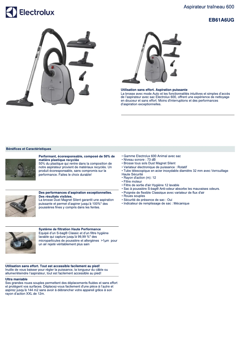 Page 1 de la notice Manuel utilisateur Electrolux EB61A6UG