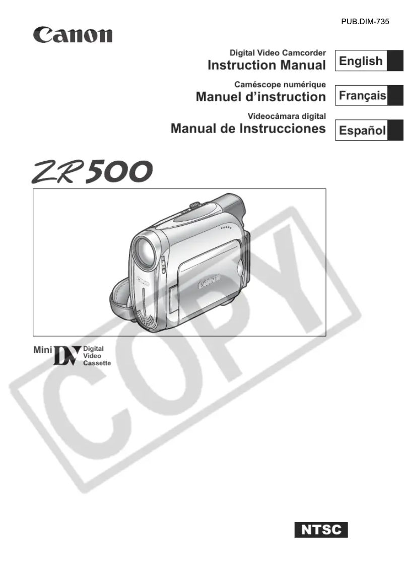 Page n°1 - Manuel utilisateur Canon ZR600