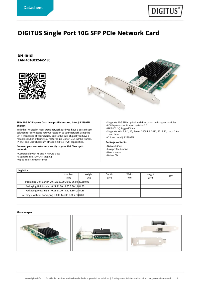 Page n°1 - Fiche technique Digitus DN-10161