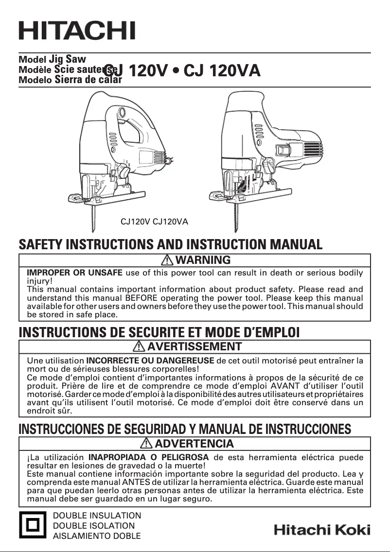 Image de la première page du manuel de l'appareil CJ120VA