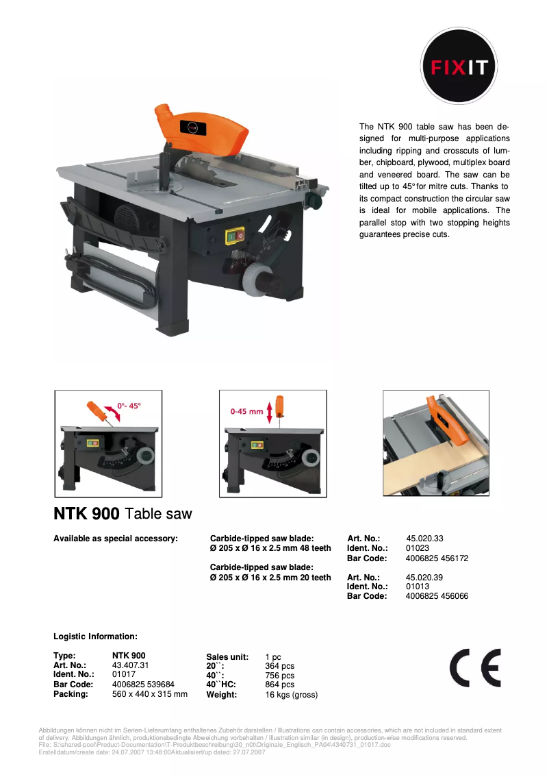 Page 1 de la notice Manuel utilisateur FIXIT NTK 900