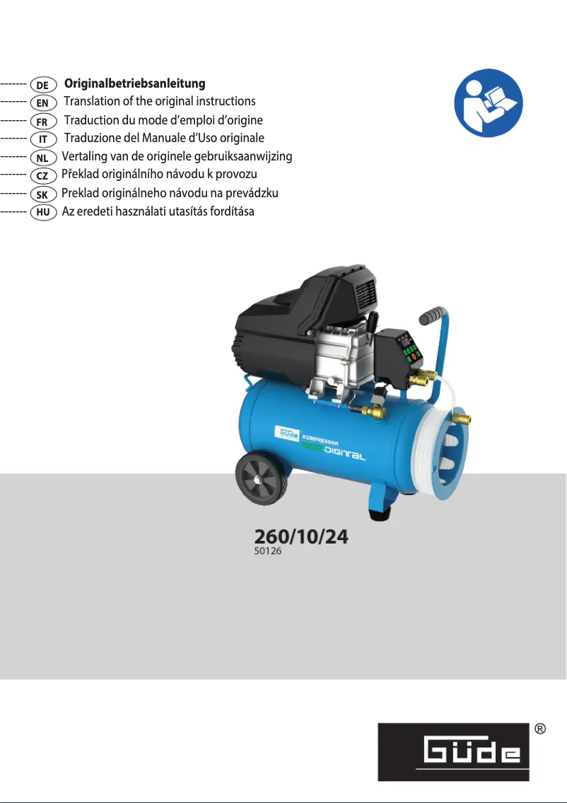 Page 1 de la notice Manuel utilisateur Güde Kompressor-Set 260/10/24 ECO-DIGITAL/ST