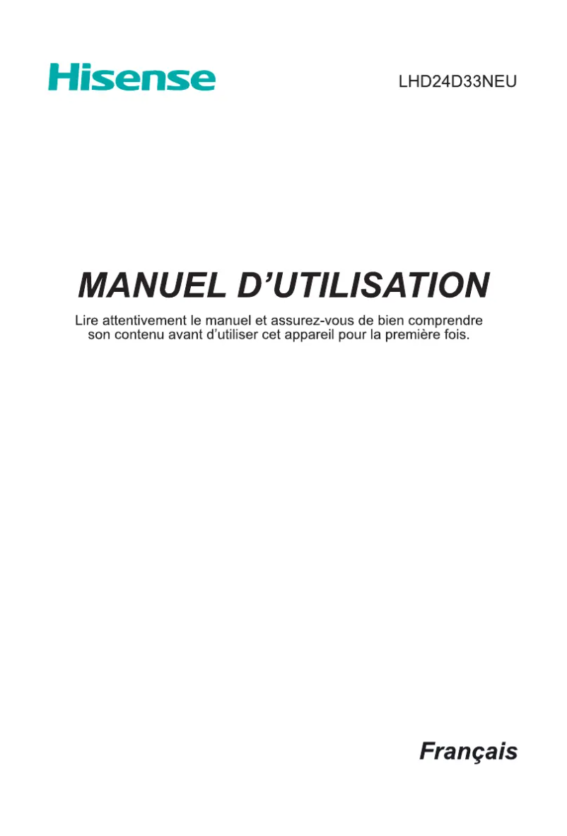 Page 1 de la notice Manuel utilisateur Hisense LHD24D33NEU