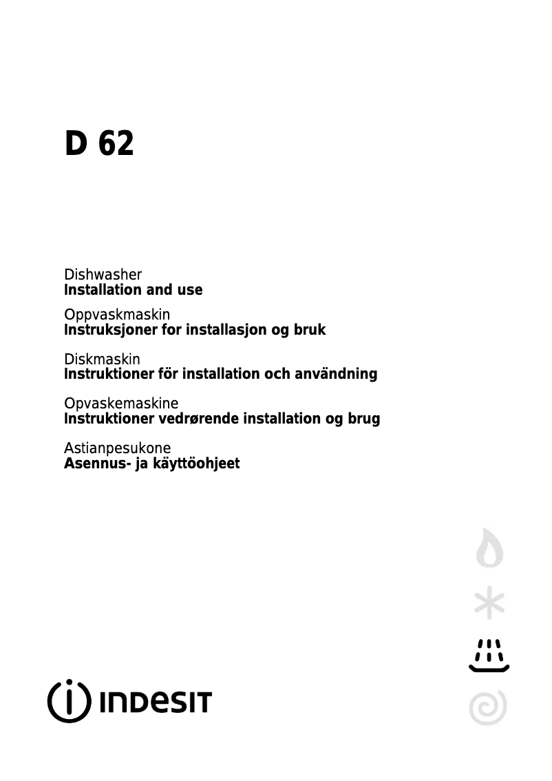 Page 1 de la notice Manuel utilisateur Indesit D 62