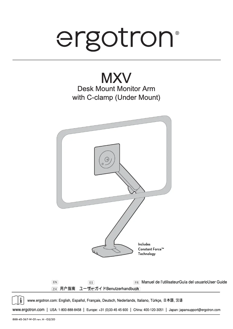 Page 1 de la notice Manuel utilisateur Ergotron H-FSA100300