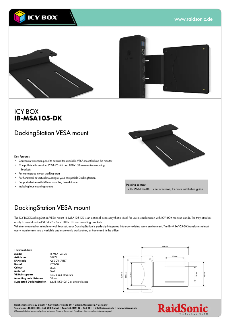 Page n°1 - Fiche technique Icy Box IB-MSA105-DK