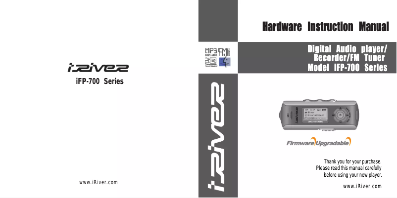 Page 1 de la notice Manuel utilisateur iRiver IFP-700 Series