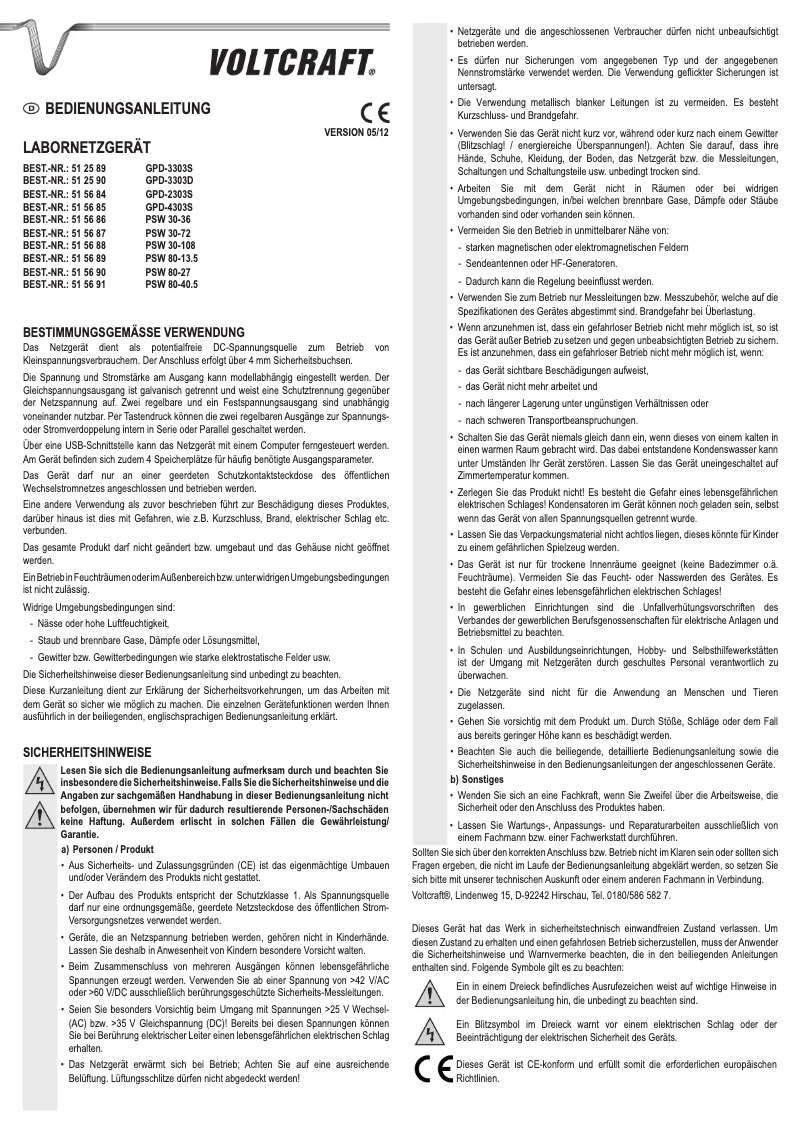Page 1 de la notice Manuel utilisateur GW Instek GPD-4303S