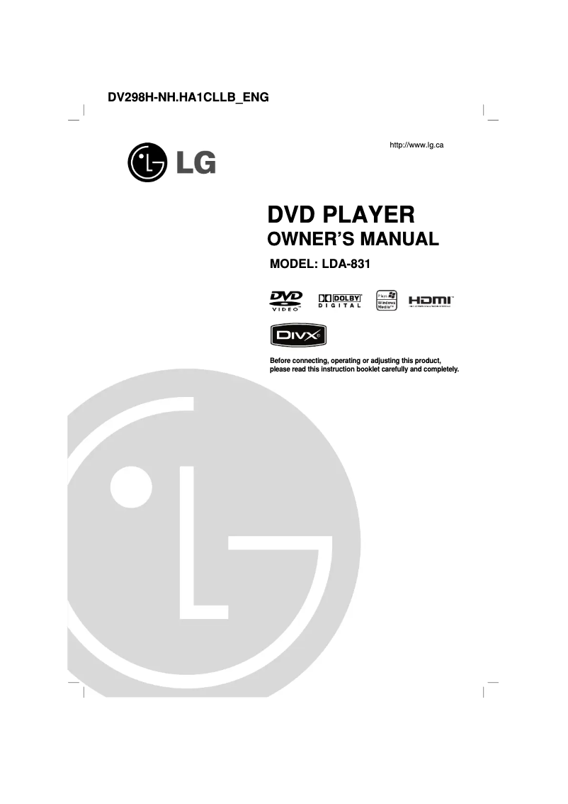 Page n°1 - Manuel utilisateur LG DV298H