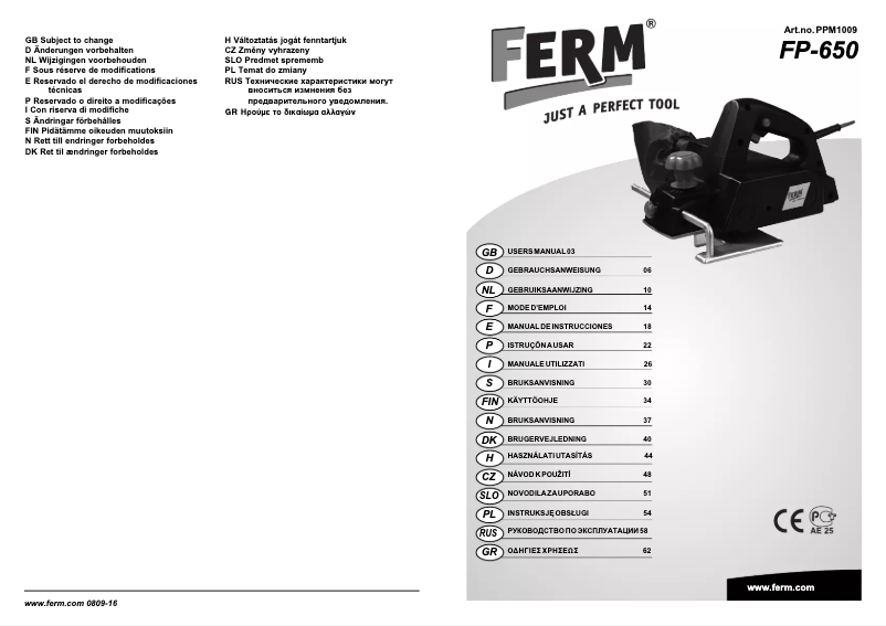 Page n°1 - Manuel utilisateur Ferm FP-650