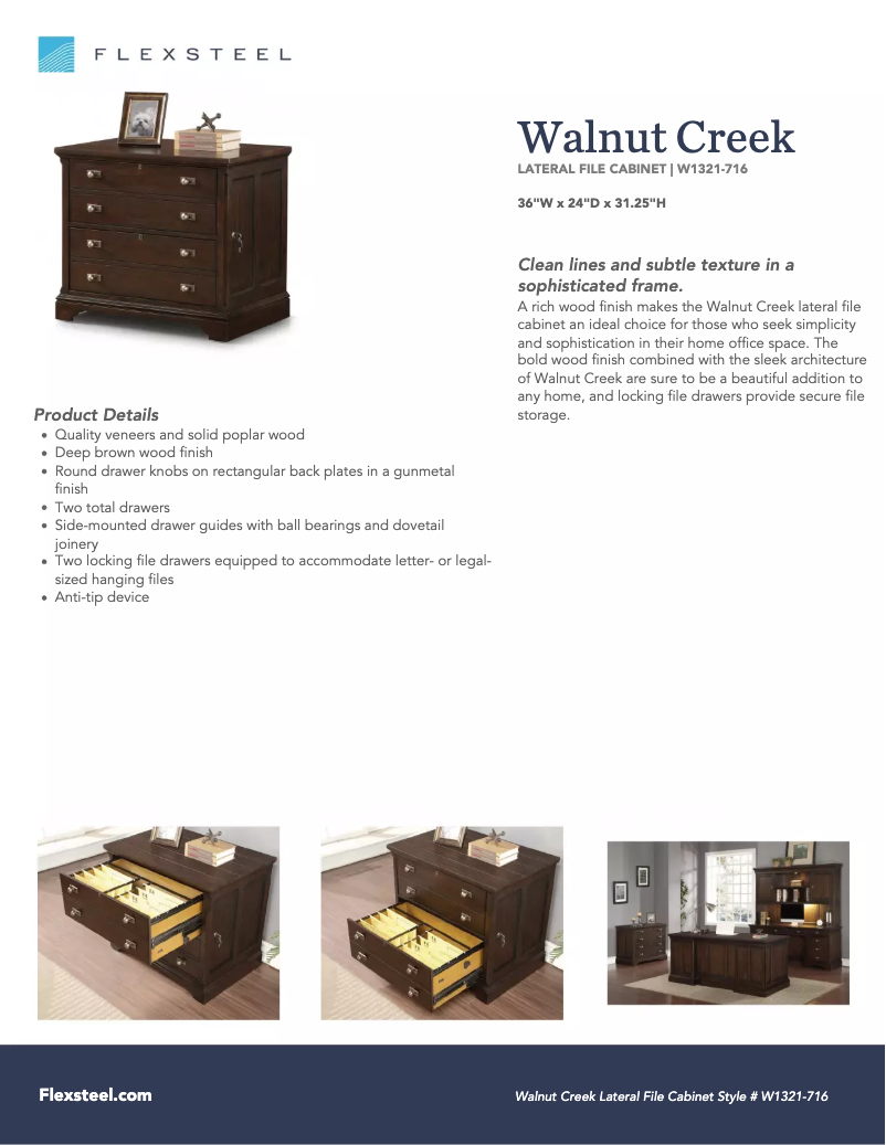Page n°1 - Manuel utilisateur Flexsteel Walnut Creek W1321-716