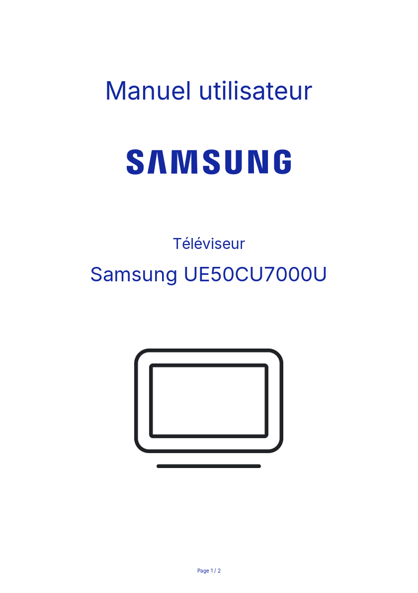 Image de la première page du manuel de l'appareil UE50CU7000U