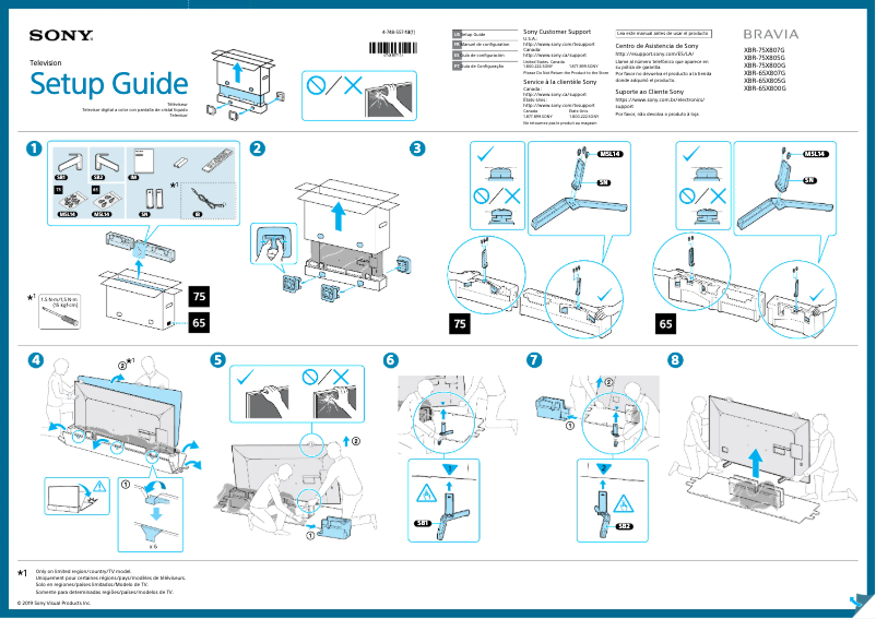 Página 1 del manual Guía de instalación Sony Bravia XBR-65X800G