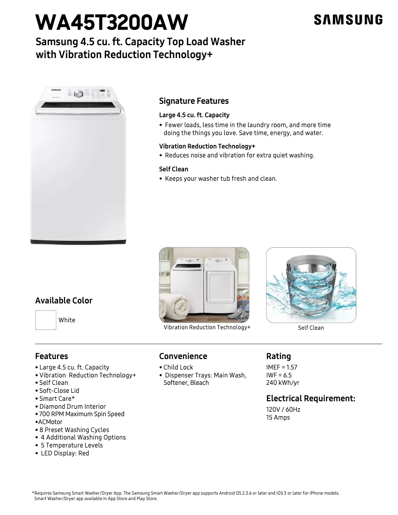Imagen de la primera página del manual del dispositivo WA45T3200AW