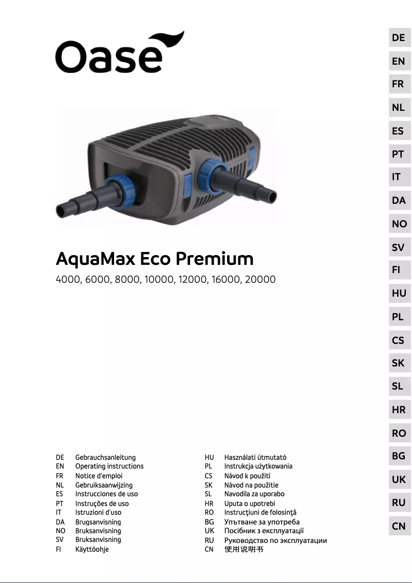 Page n°1 - Manuel utilisateur Oase AquaMax Eco Premium 6000