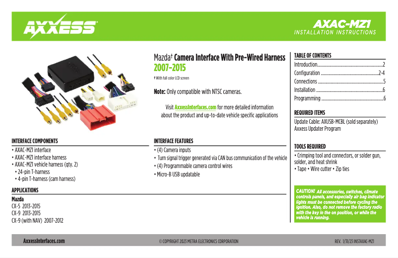 Page 1 de la notice Manuel utilisateur AXESS AXAC-MZ1