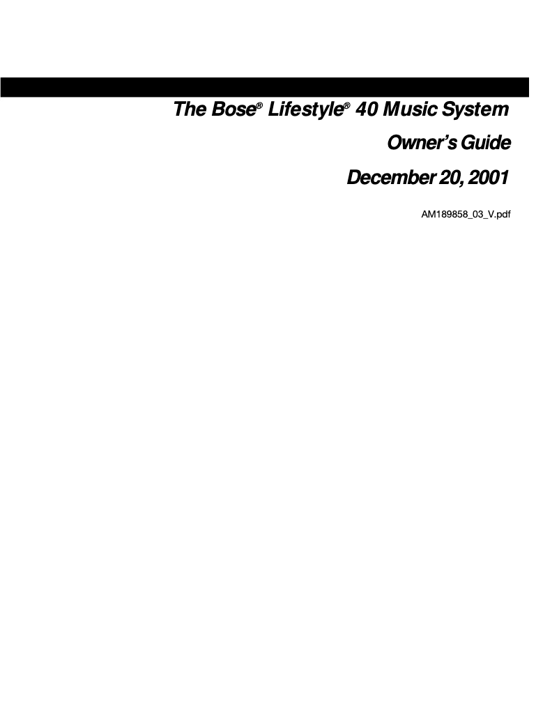 Página 1 del manual Manual de usuario Bose Lifestyle 40