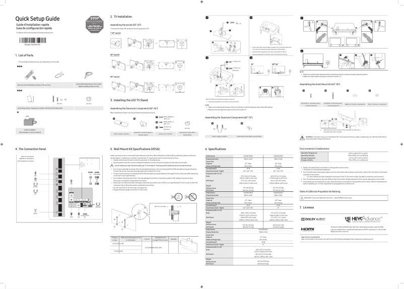 Page 1 de la notice Manuel utilisateur Samsung HG43NT690UF